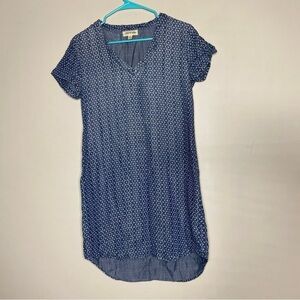 Cloth And Stone Geometric Print Short Sleeve Chambray Dress XS